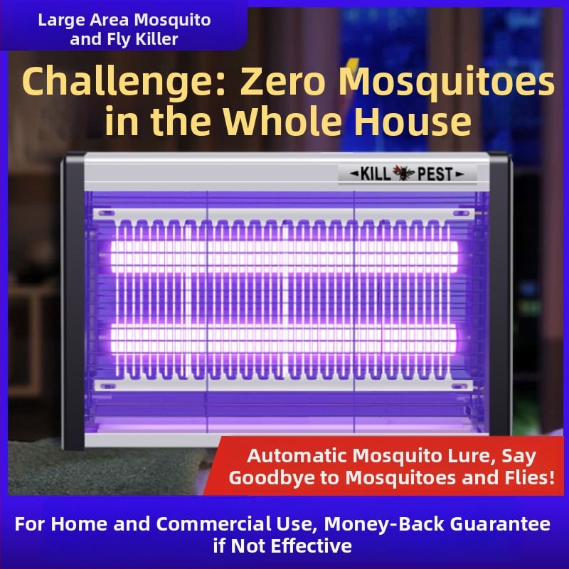 Nástenná LED lampa na komáre s prilákaním svetlom a elektrošokom, hliníková sieť, vhodná pre 61 m² a viac, 2-ročná záruka