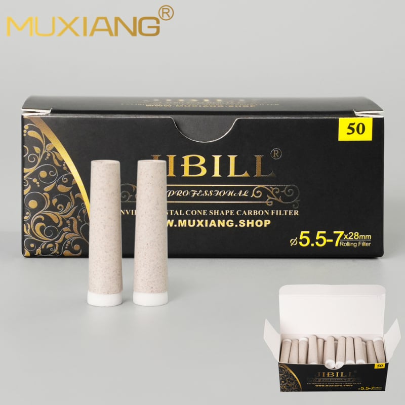 Konusni filter za lulu, 7 mm s biološki razgradivim plastičnim kućištem, dodaci za lulu, pakiranje 50 komada, mogućnost otiska loga