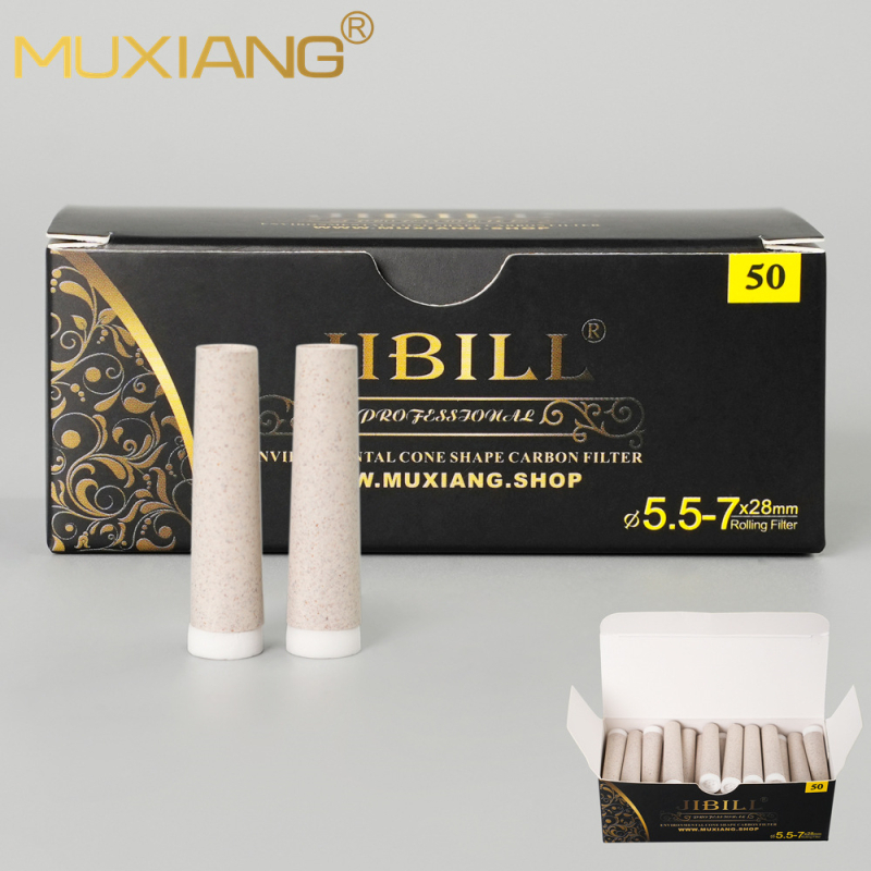 Konusni filter za lulu, 7 mm s biološki razgradivim plastičnim kućištem, dodaci za lulu, pakiranje 50 komada, mogućnost otiska loga