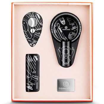 Cigarloong 3-dielna darčeková súprava pre cigáre: popolník, rezák na cigáre a zapalovač