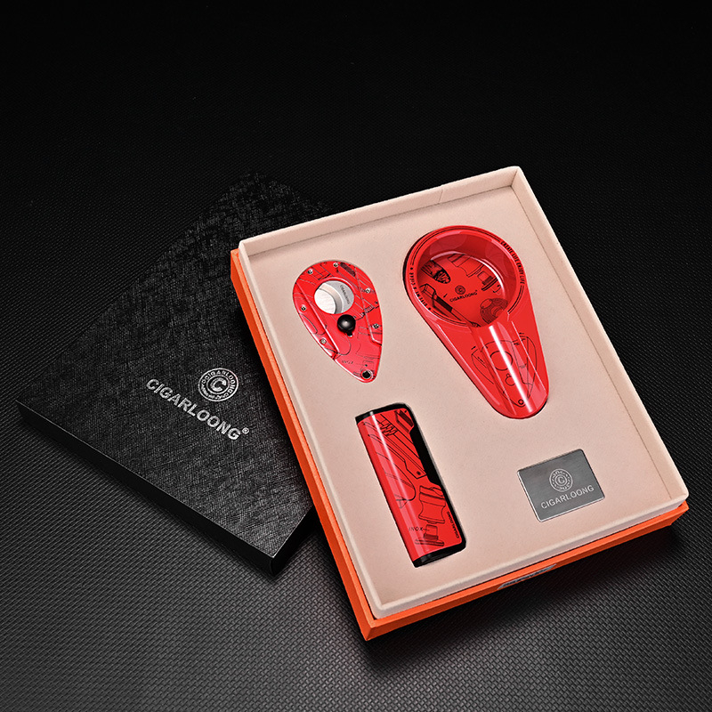 Cigarloong 3-dielna darčeková súprava pre cigáre: popolník, rezák na cigáre a zapalovač
