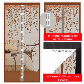 Sieťová dverová záves do spálne, moderný minimalistický štýl, vzor rastlín