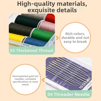 30-osaline õmblustarvikute komplekt kaasaskantavas kolmekorruselises hoiukastis