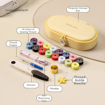 Magnetická krabička na ihly a niť, vlastnoručne navrhnutá, prenosný šijací set, plastová krabička, 144 kusov, ľahký luxusný štýl, prispôsobiteľné