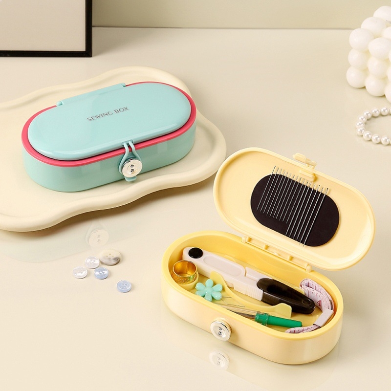 Magnetická krabička na ihly a niť, vlastnoručne navrhnutá, prenosný šijací set, plastová krabička, 144 kusov, ľahký luxusný štýl, prispôsobiteľné