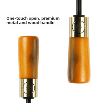 Slnečný dáždnik s automatickým otvorením, rukoväť z masívneho dreva, látka 190T odolná voči nárazom, UV ochrana UPF>30, oceľová tyč