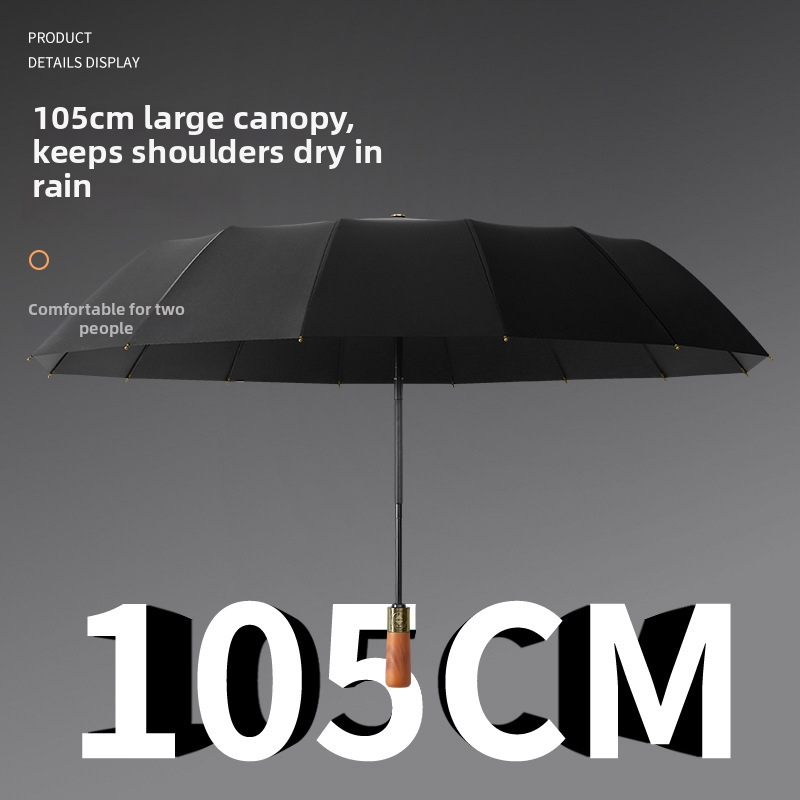 Slnečný dáždnik s automatickým otvorením, rukoväť z masívneho dreva, látka 190T odolná voči nárazom, UV ochrana UPF>30, oceľová tyč