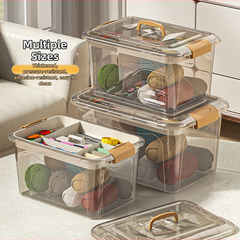 Priehľadná prenosná krabička na šitie - plastová konštrukcia, minimalistický dizajn, organizér ihiel a nití