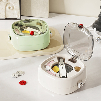 Prenosná vrecková škatulka na šitie s úložným priestorom (plastová; séria: šijacie boxy; 72 kusov na kartón; možnosť prispôsobenia)