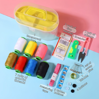 Prenosný vreckový set ihiel a niť v plastovej krabičke — séria Needle and Thread Kit, hmotnosť približne 150 g