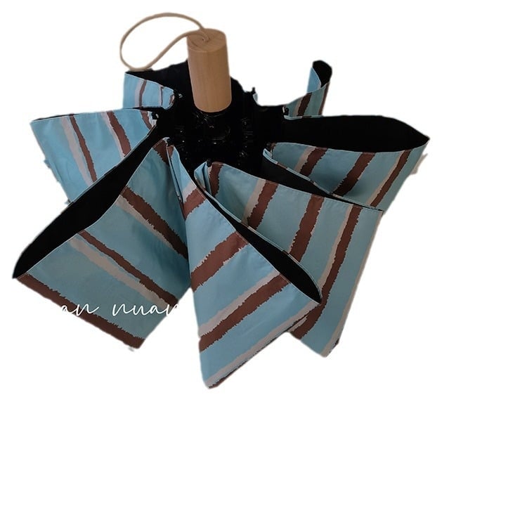 Dlhá rúčka dáždnika, vintage prúžkovaný dizajn, dámsky na slnko i dažď, kompaktný, automatické otvorenie, 190T látka, UPF>50