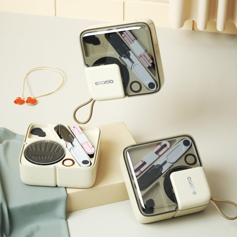 Prenosný vreckový šijací set, v štýle ľahkého luxusu, plastová konštrukcia, možnosť personalizácie