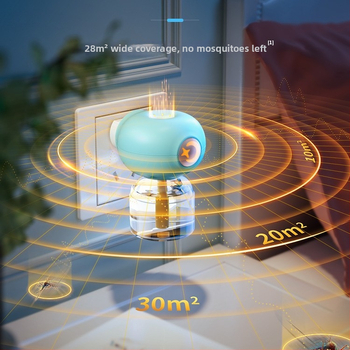 Elektrický repelent proti komárom s tekutinou, zásuvkový dizajn, kúrenie, pokrytie 11–20㎡, LED nočná svetla, 45 g, PP kryt, WP20170100 certifikát