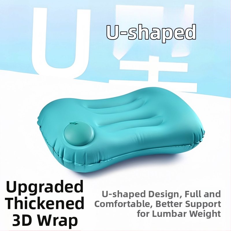 Pūšams ceļojumu spilvens ar vidukļa atbalstu, saliekams, 122 g, biezs gaisa spilvens