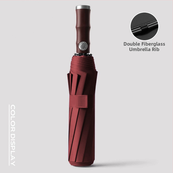 Automatický skladací dážďnik s 10-rebrovým vláknovým rámom, 190T látka, UPF50+ ochrana, tlač loga