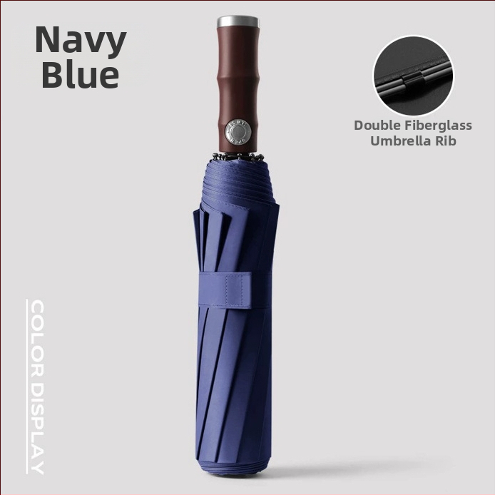 Automatický skladací dážďnik s 10-rebrovým vláknovým rámom, 190T látka, UPF50+ ochrana, tlač loga