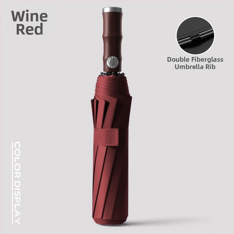 Automatický skladací dážďnik s 10-rebrovým vláknovým rámom, 190T látka, UPF50+ ochrana, tlač loga