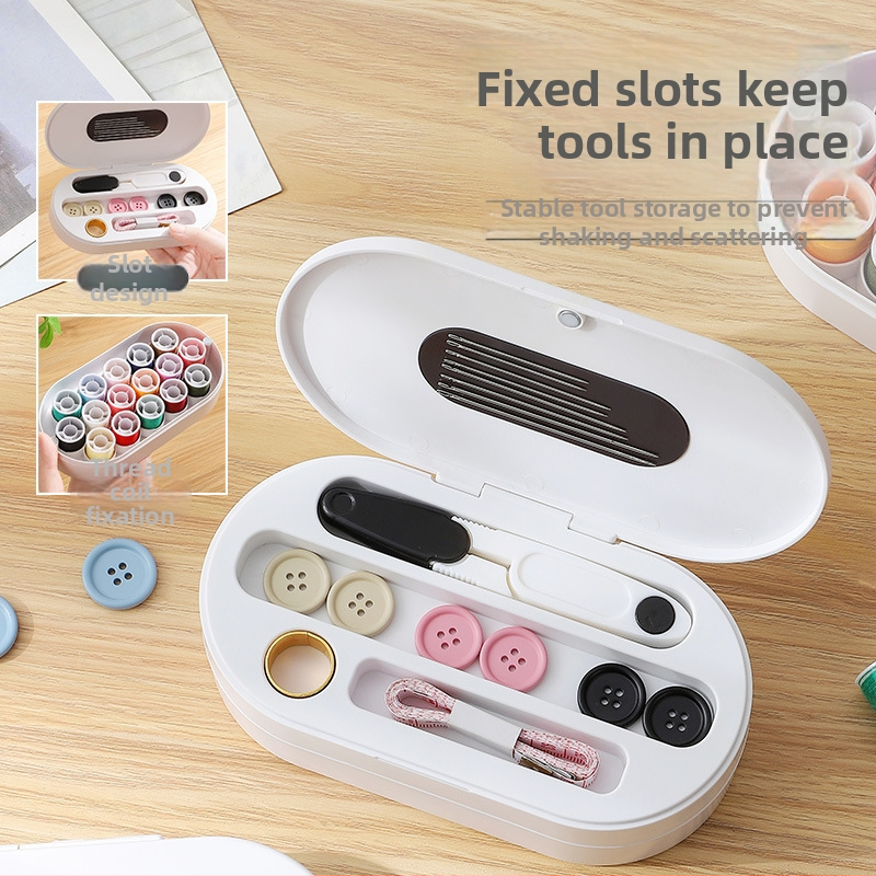 Magnetinė adatų ir siūlų dėžutė, nešiojamas kišeninis stilius, rinkinys 84 vnt., medžiagos: ABS, magnetas, lipnus magnetinis lakštas