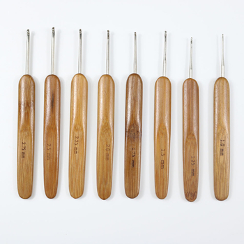 Σετ γαντζιών για το πλέξιμο από ξύλο με ανοξείδωτες γάντζες, λαβές από μπαμπού, 20 τεμάχια, θήκη αποθήκευσης