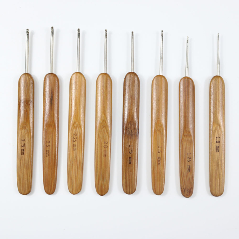 Σετ γαντζιών για το πλέξιμο από ξύλο με ανοξείδωτες γάντζες, λαβές από μπαμπού, 20 τεμάχια, θήκη αποθήκευσης