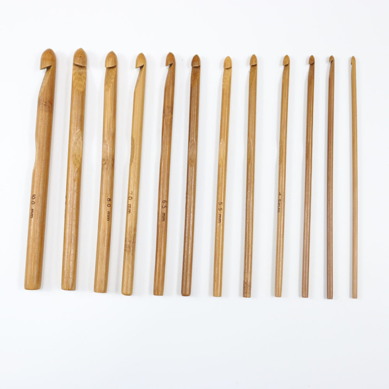 Σετ γαντζιών για το πλέξιμο από ξύλο με ανοξείδωτες γάντζες, λαβές από μπαμπού, 20 τεμάχια, θήκη αποθήκευσης