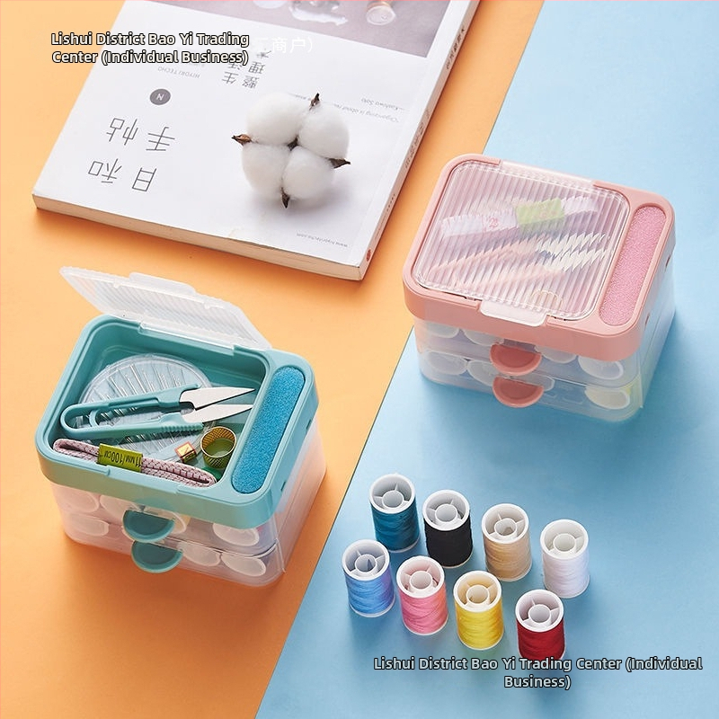 Nešiojamas kišeninis siuvimo rinkinys su mini adatos ir siūlų dėžute, namų naudojimui ir bendrabutyje