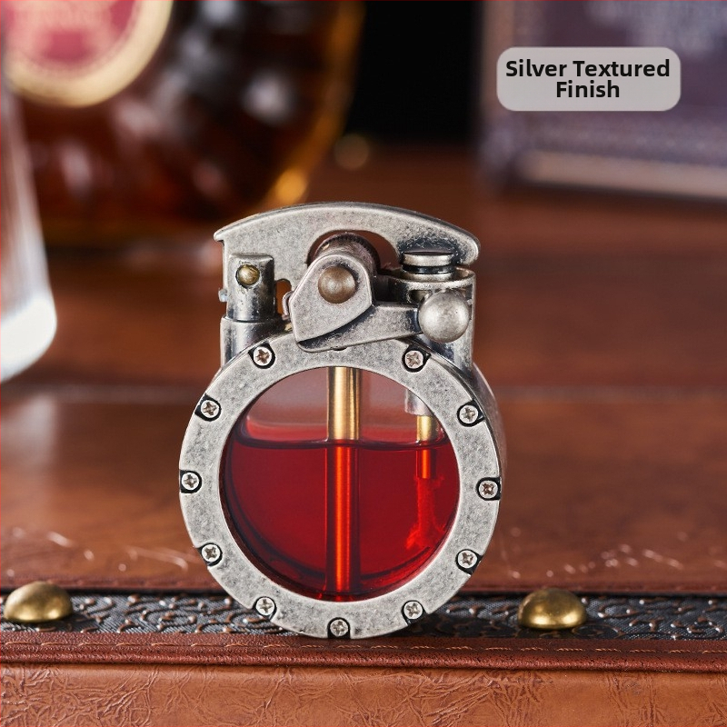 Kovový kerosénový zapaľovač s retro dizajnom rocker ramena, vetruodolný, s logom, zbierateľný