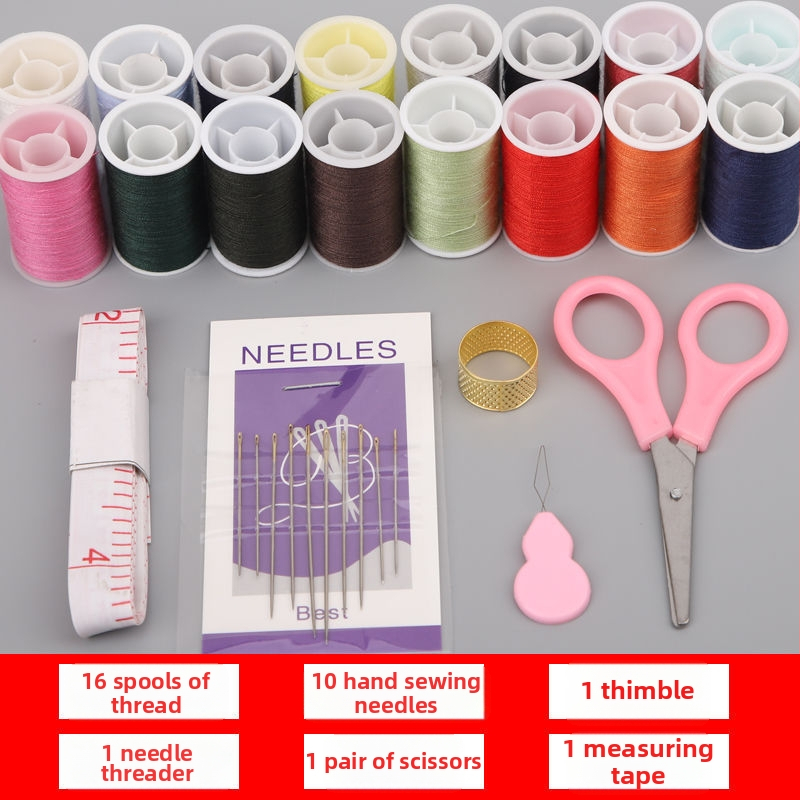 Šijací set s dvojitou krabičkou, pre študentské internáty, škandinávsky štýl, plastové uloženie, domáci šijací set, 120 kusov