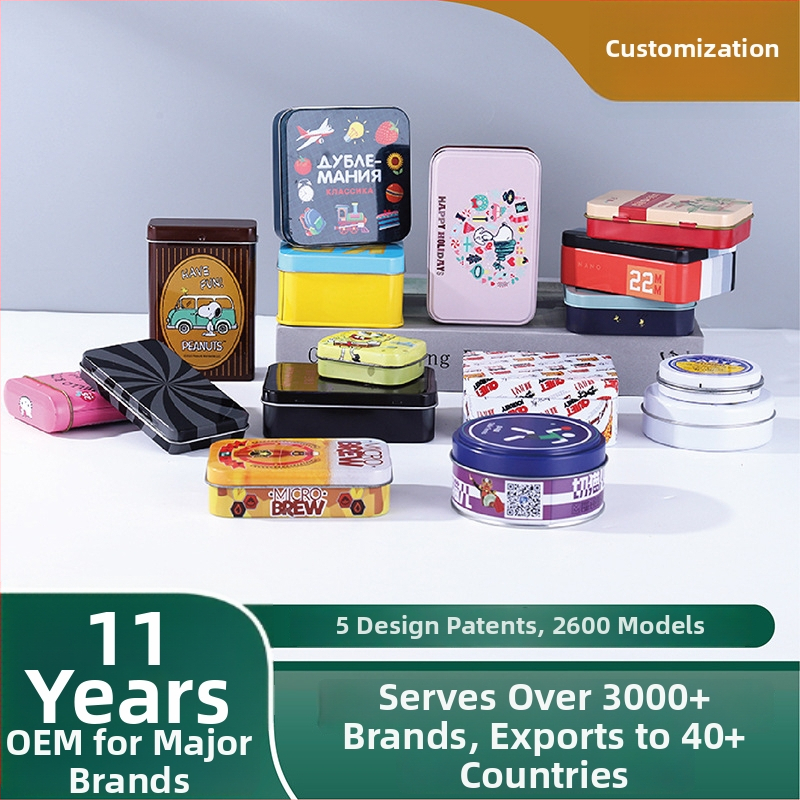 Malá plechová darčeková škatuľka – plochý tvar, offset tlač, model Tinplate small iron box