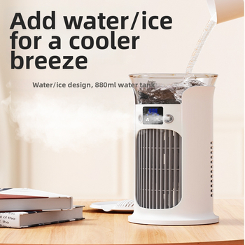 USB stolný chladič vzduchu s postrekom, 3-lopatkový DC kefový motor, 3 rýchlosti vetra, tichý chod <36 dB, 3.7V 5W