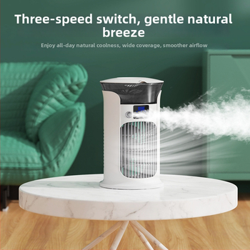 USB stolný chladič vzduchu s postrekom, 3-lopatkový DC kefový motor, 3 rýchlosti vetra, tichý chod <36 dB, 3.7V 5W