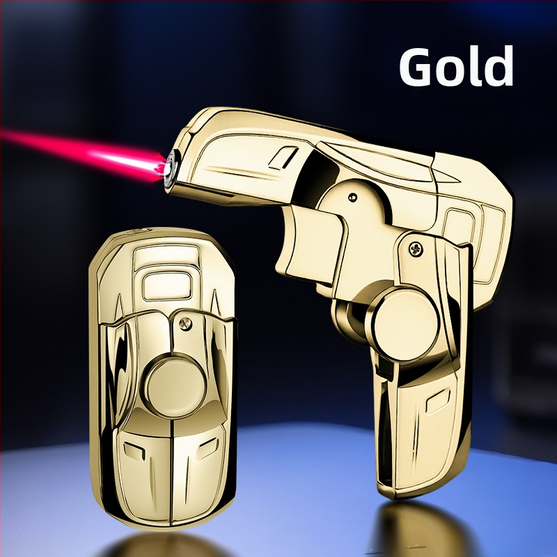 Butánový zapaľovač, odolný voči vetru, skladací gyroskopický dizajn, plastové telo, opakovane plniteľný