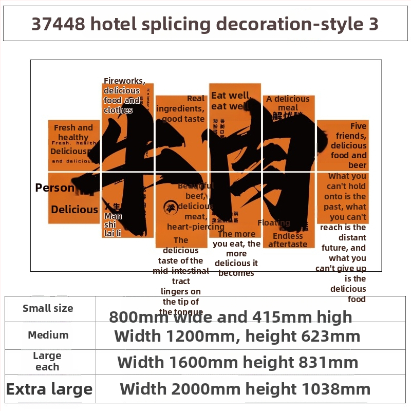 PVC vodotesný nástenný nálep, 5+ kusov, pre fast-food reštaurácie a rezancový obchod