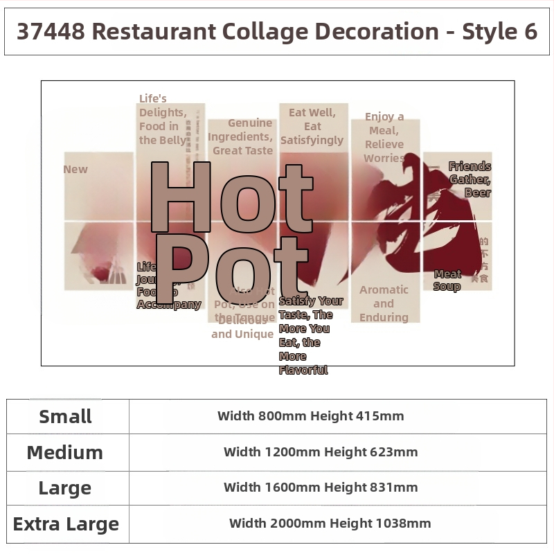 PVC vodotesný nástenný nálep, 5+ kusov, pre fast-food reštaurácie a rezancový obchod