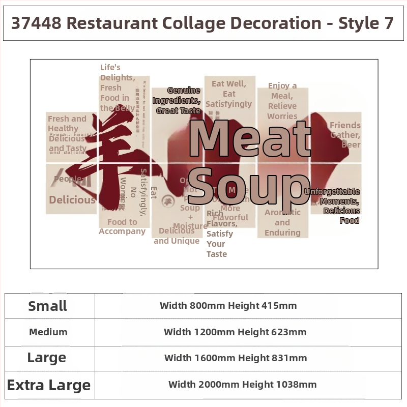 PVC vodotesný nástenný nálep, 5+ kusov, pre fast-food reštaurácie a rezancový obchod