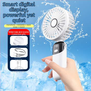 Käeshoitav kokkuvolditav mini ventilaator USB-ga, vaikne mootor, 4 labad, sisseehitatud LiPo aku 300–500 mAh, 6 kiirust