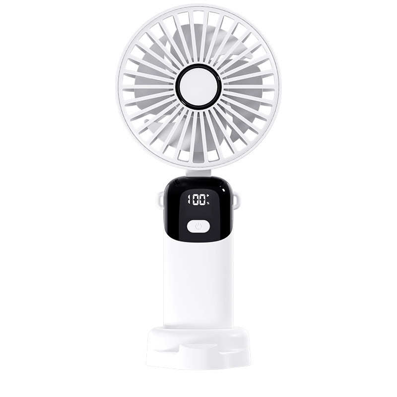 Käeshoitav kokkuvolditav mini ventilaator USB-ga, vaikne mootor, 4 labad, sisseehitatud LiPo aku 300–500 mAh, 6 kiirust