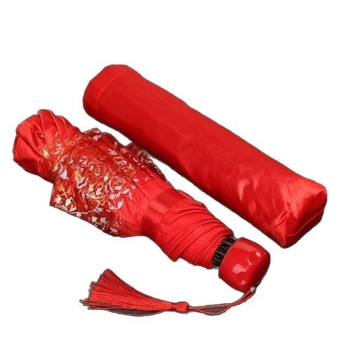 Sklopiteľný dážďnik, etnický štýl, polomer 50-55 cm, ramená a tyč zo zliatiny, UPF 40+