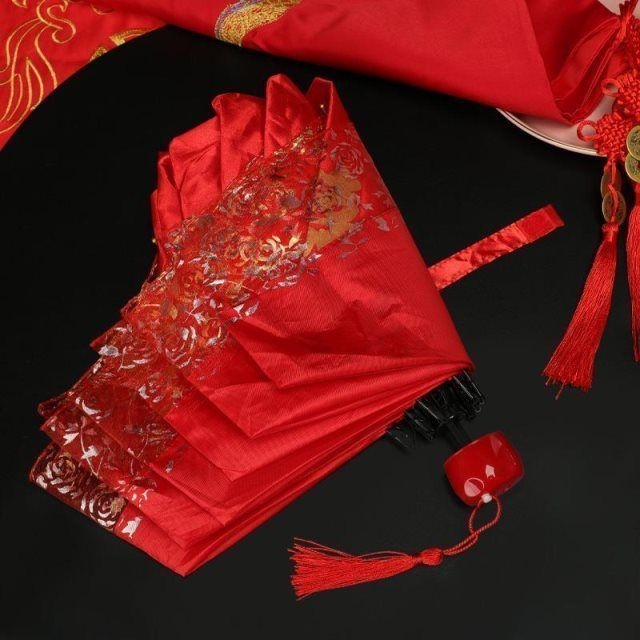 Sklopiteľný dážďnik, etnický štýl, polomer 50-55 cm, ramená a tyč zo zliatiny, UPF 40+