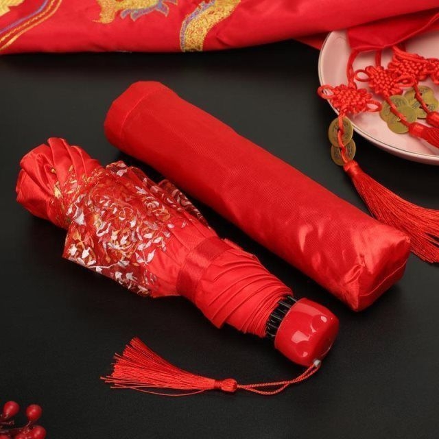 Sklopiteľný dážďnik, etnický štýl, polomer 50-55 cm, ramená a tyč zo zliatiny, UPF 40+