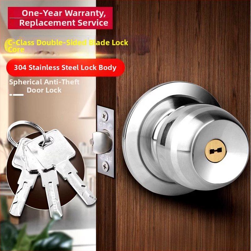 Guľová meďná zámka s jazýčkom pre drevené dvere