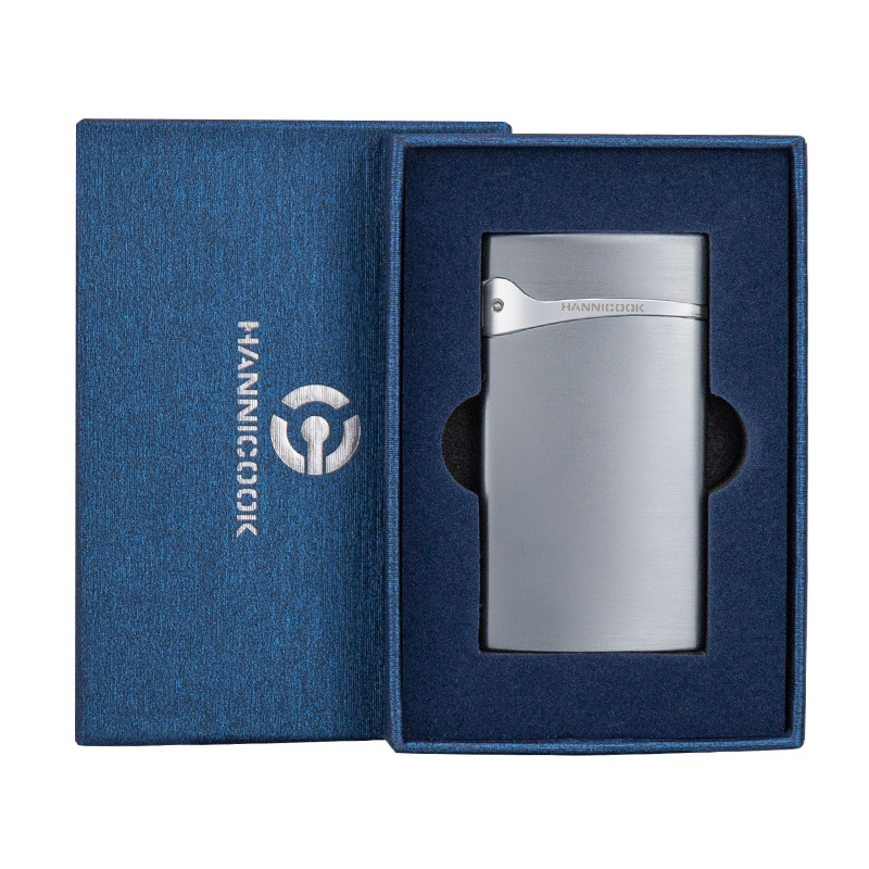 Vetruodolný zapalovač zo zliatiny zinku, ultra tenký, priamy plameň, bután, darčekové balenie.