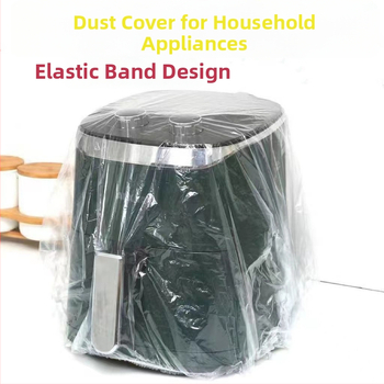 Jednorázový kryt proti prachu pre univerzálny typ kuchynskej fritézy, priehľadný materiál, elastický pás, dvojbalenie, odolný voči teplote -60°C až 140°C