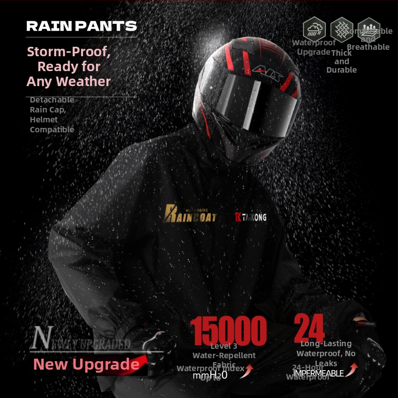 Motociklo lietaus komplektas – padalintas modelis; PVC sluoksnis; stora Chunya audinys