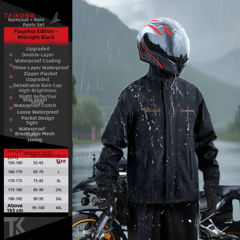 Rozdelený set dažďového plášťa na motocykel – PVC vrstva; hrubá tkanina Chunya