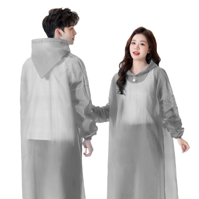Kapucňový plný plášť do dažďa z EVA, zosilnený, pre dospelých, opakovane použiteľný, s PU vodotesnou vrstvou