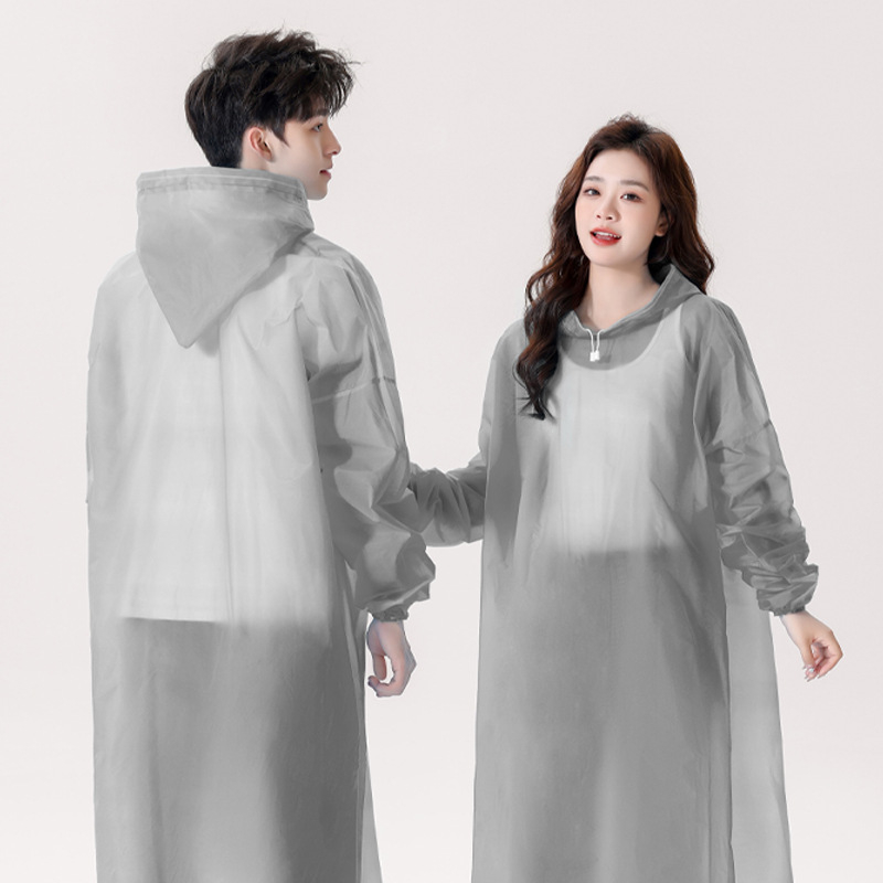 Kapucňový plný plášť do dažďa z EVA, zosilnený, pre dospelých, opakovane použiteľný, s PU vodotesnou vrstvou