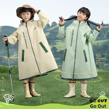 Detský dažďový pončo do školy — EVA látka, hrubý, klasický štýl