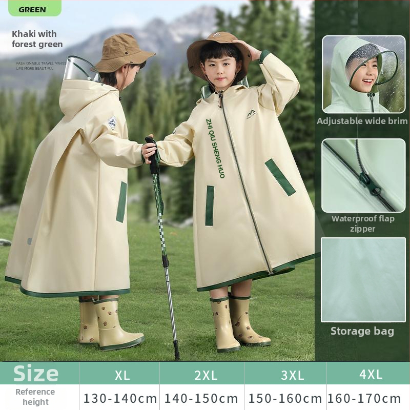 Detský dažďový pončo do školy — EVA látka, hrubý, klasický štýl