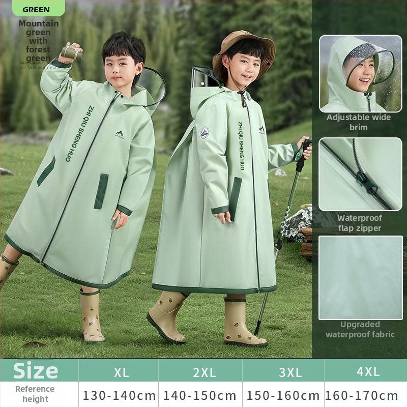 Detský dažďový pončo do školy — EVA látka, hrubý, klasický štýl